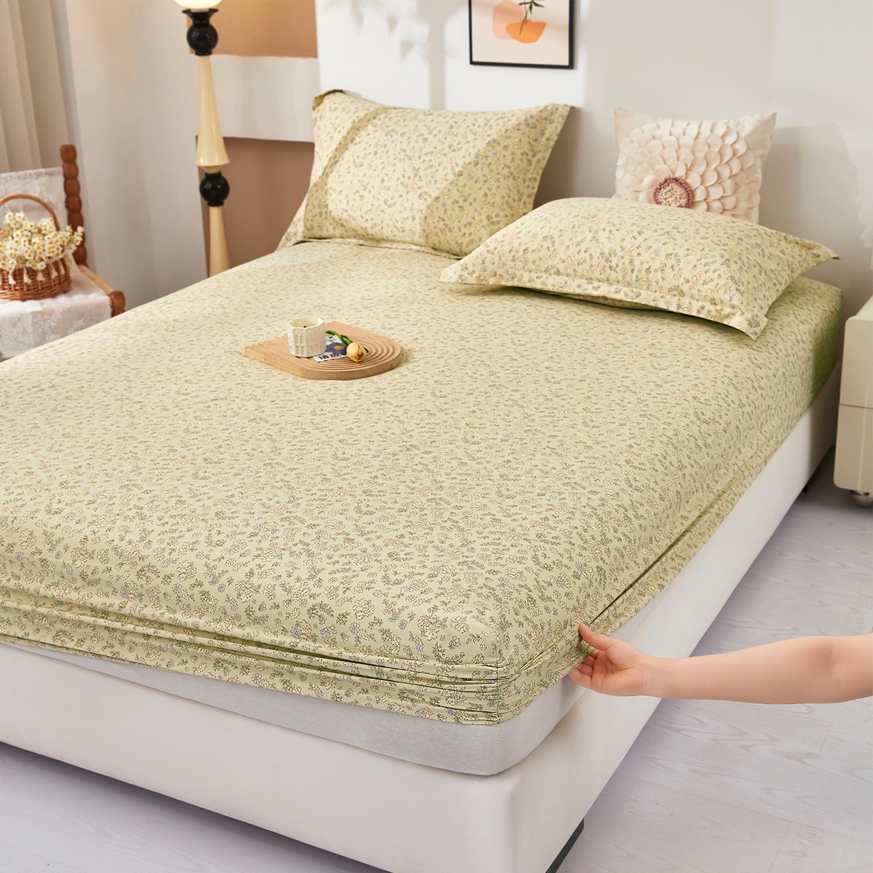 乐居家纺 2025新款针织棉双层纱单件床笠 相恋