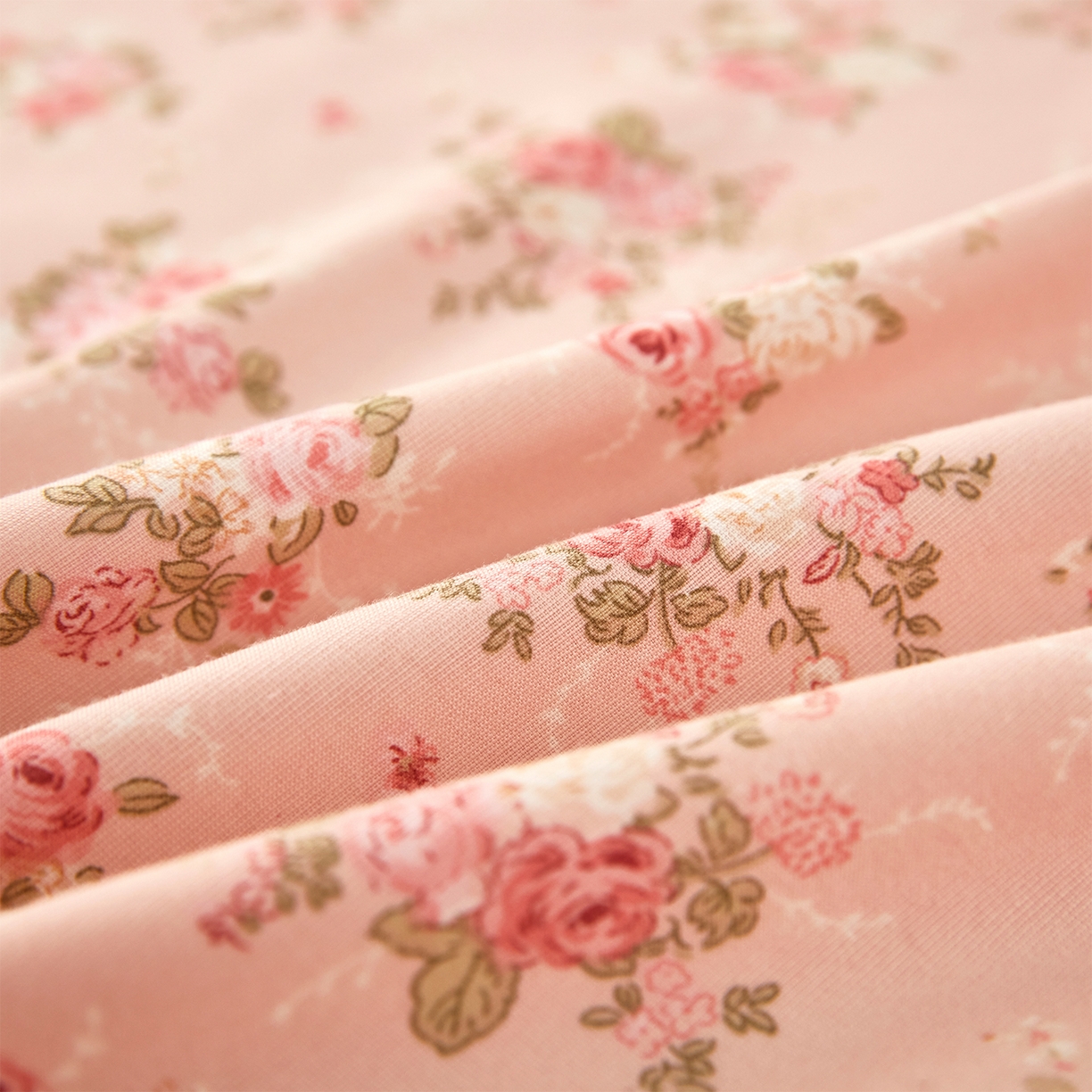 91家纺网 家纺一手货源 找家纺 乐居家纺 2025新款针织棉双层纱单件床笠 粉韵格调