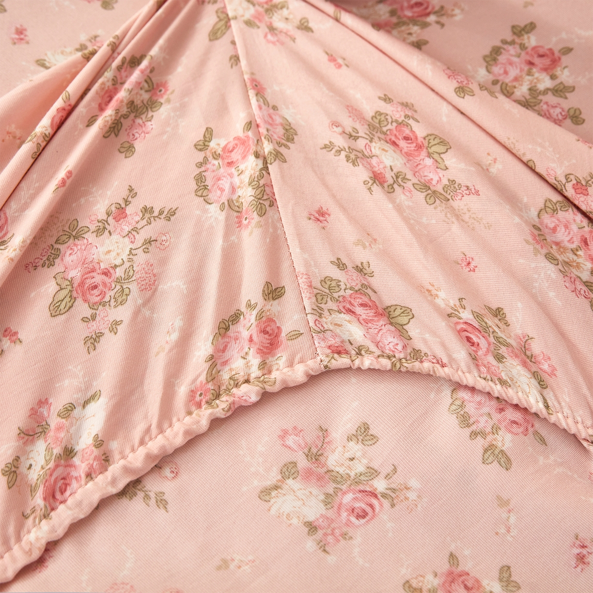 91家纺网 家纺一手货源 找家纺 乐居家纺 2025新款针织棉双层纱单件床笠 粉韵格调