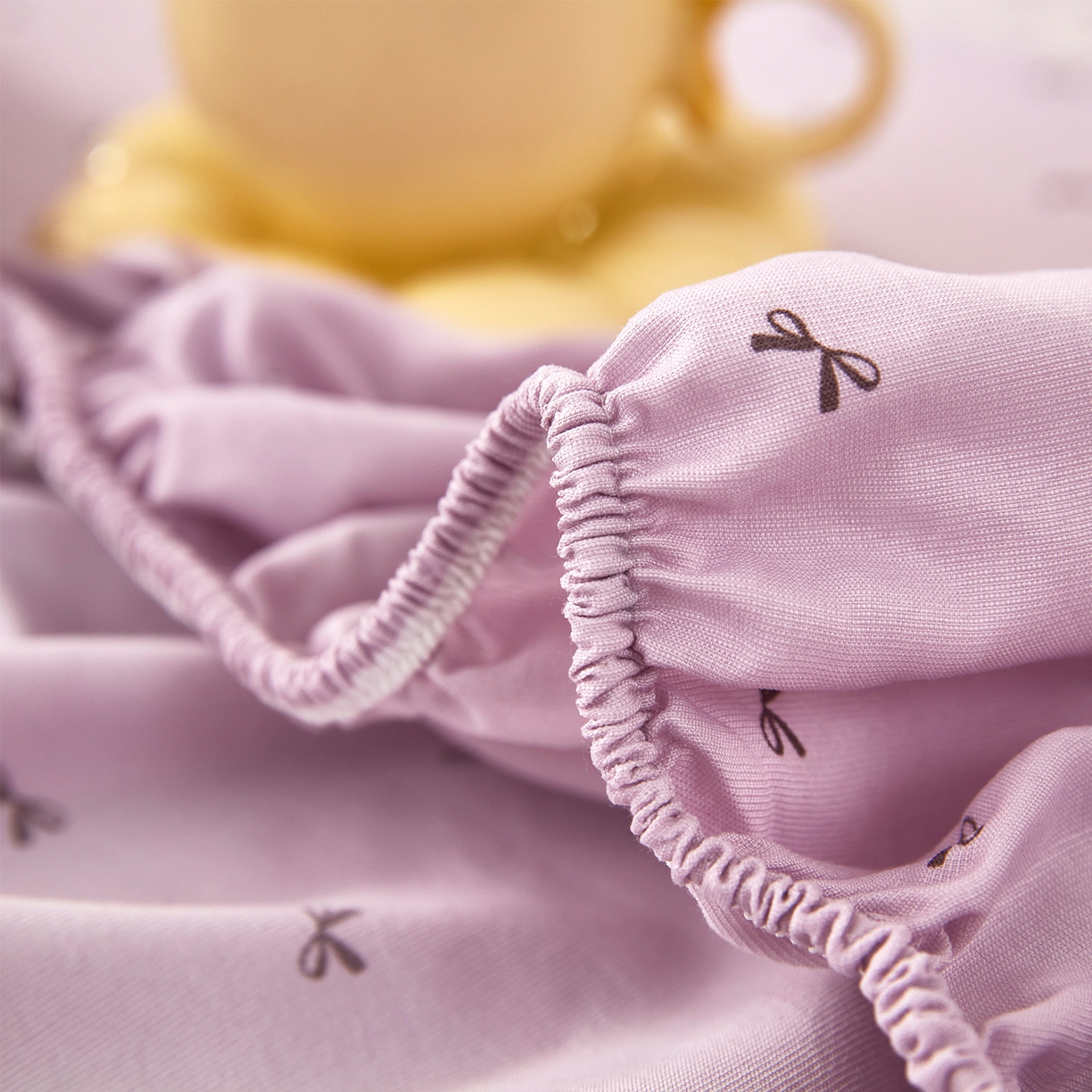 91家纺网 家纺一手货源 找家纺 乐居家纺 2025新款针织棉双层纱单件床笠 紫韵蝴蝶