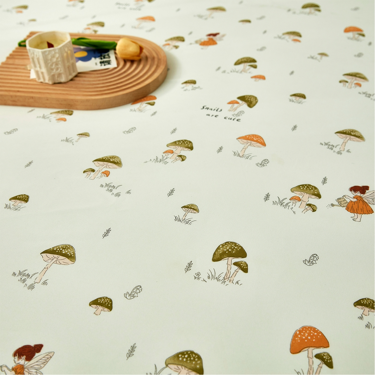 91家纺网 家纺一手货源 找家纺 乐居家纺 2025新款针织棉双层纱单件床笠 蘑菇精灵