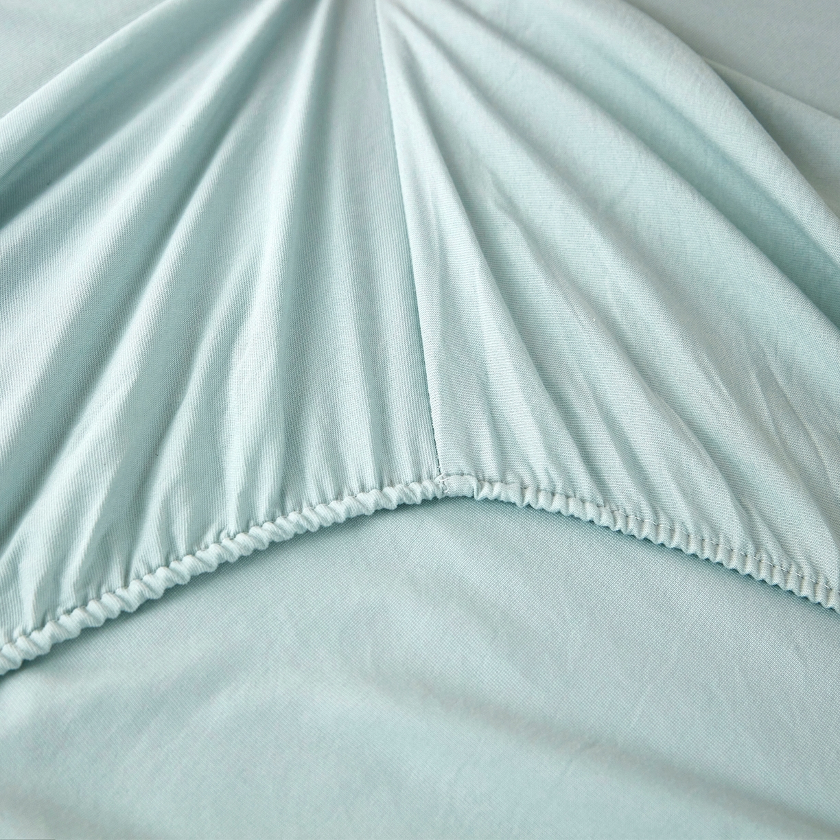 91家纺网 家纺一手货源 找家纺 乐居家纺 2025新款针织棉双层纱单件床笠 浅绿