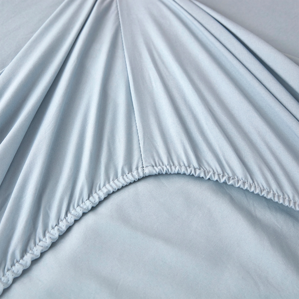 91家纺网 家纺一手货源 找家纺 乐居家纺 2025新款针织棉双层纱单件床笠 海蓝