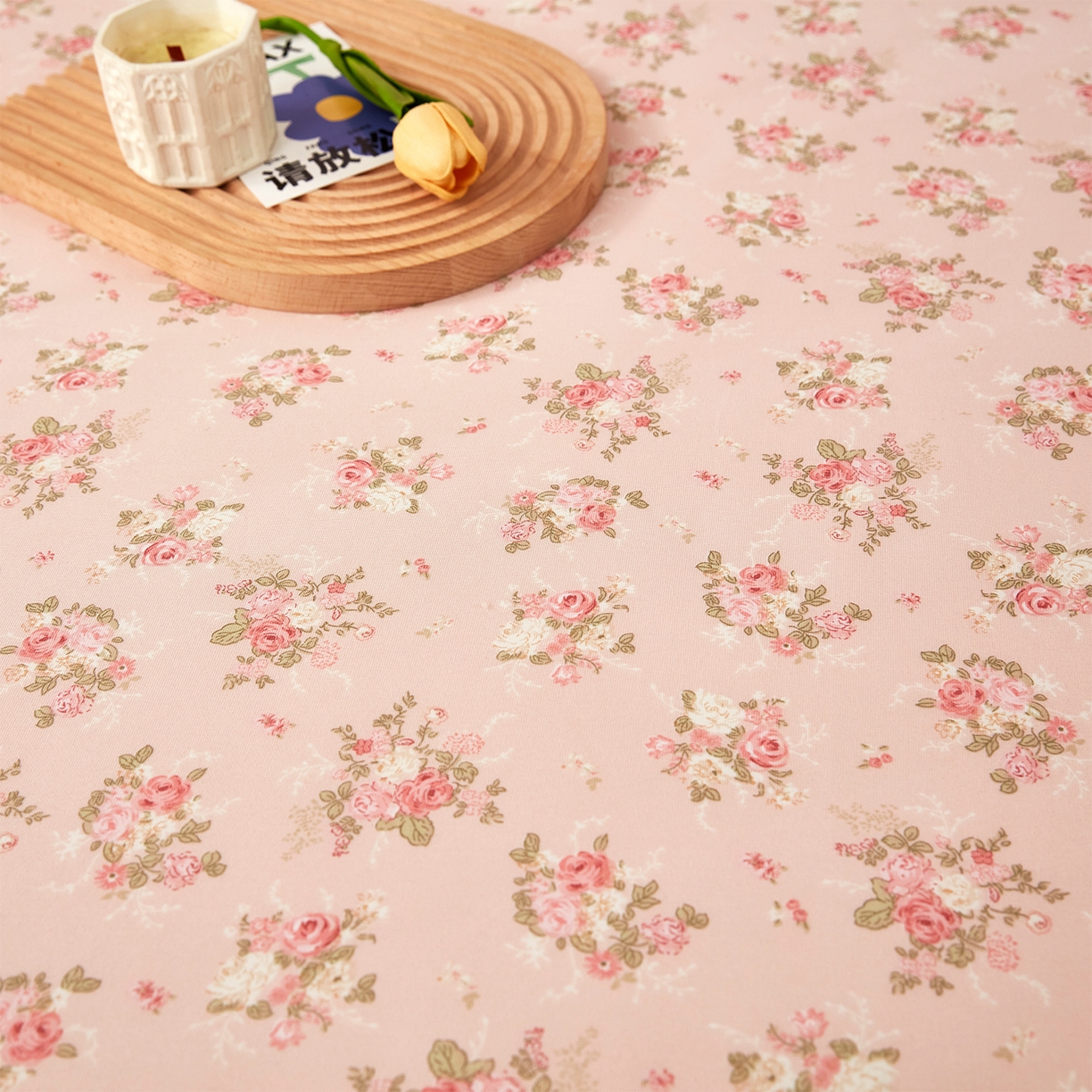 91家纺网 家纺一手货源 找家纺 乐居家纺 2025新款针织棉双层纱单件床笠 粉韵格调