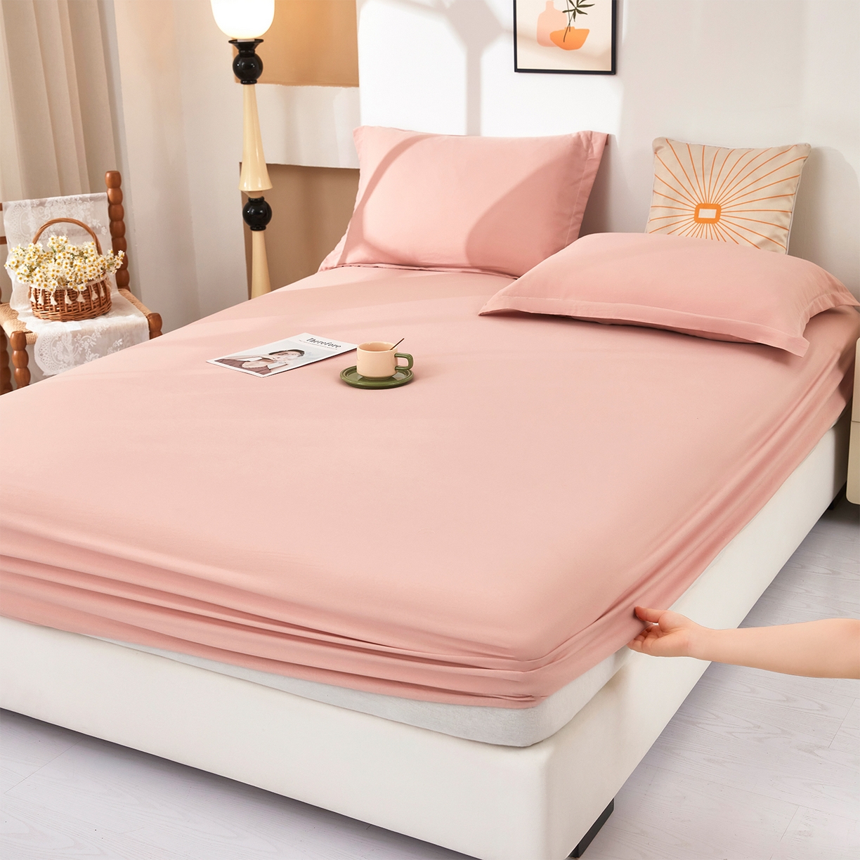 91家纺网 家纺一手货源 找家纺 （总）乐居家纺 2025新款针织棉双层纱单件床笠