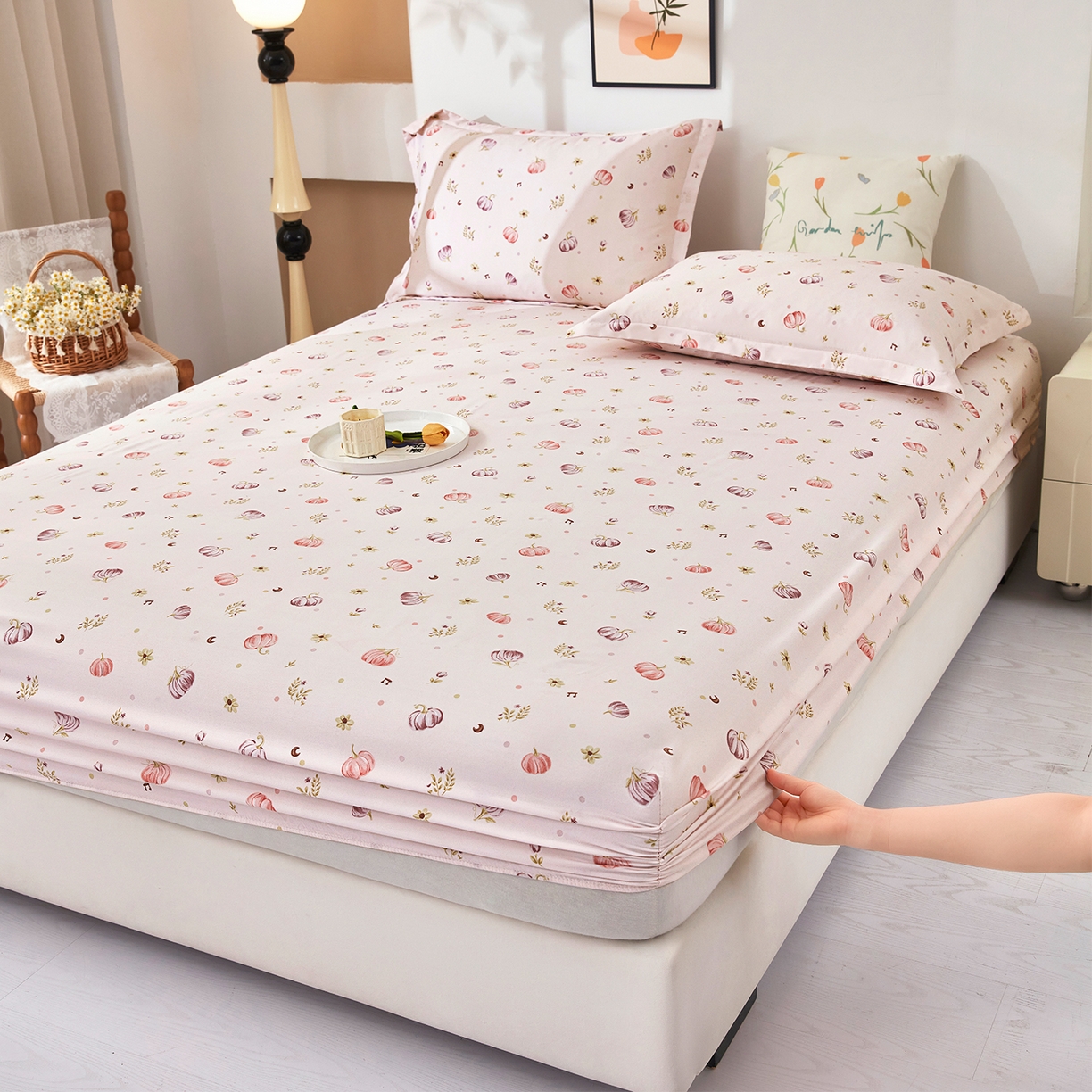 91家纺网 家纺一手货源 找家纺 （总）乐居家纺 2025新款针织棉双层纱单件床笠