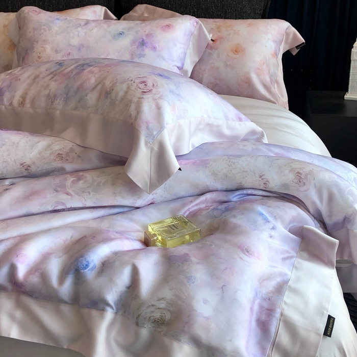 91家纺网 家纺一手货源 找家纺 佳汐蓝家纺 2025春夏臻品60兰精天丝四件套-露华 露华-紫色