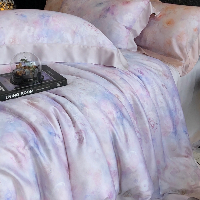 91家纺网 家纺一手货源 找家纺 佳汐蓝家纺 2025春夏臻品60兰精天丝四件套-露华 露华-紫色