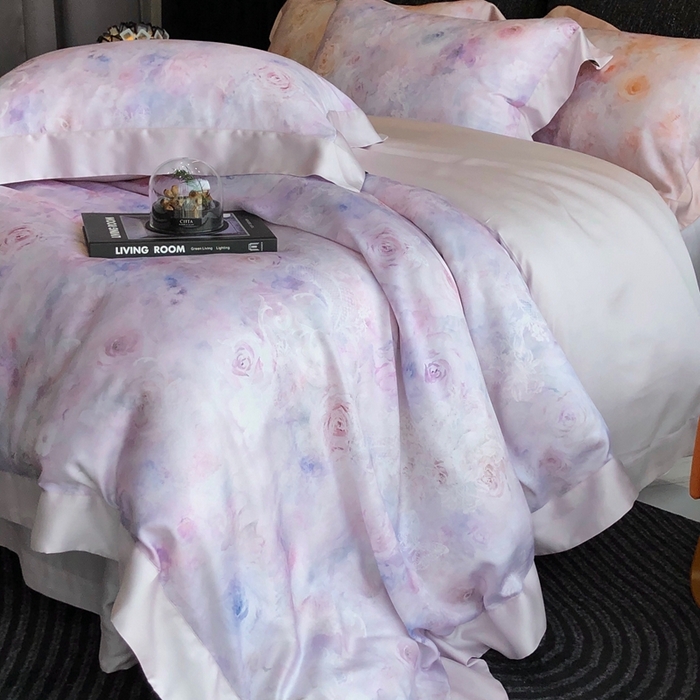 91家纺网 家纺一手货源 找家纺 佳汐蓝家纺 2025春夏臻品60兰精天丝四件套-露华 露华-紫色