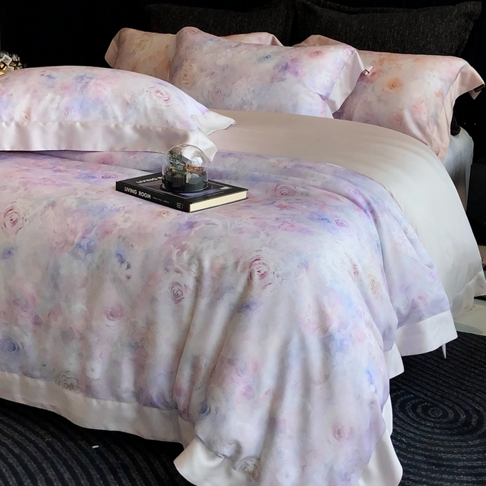 91家纺网 家纺一手货源 找家纺 佳汐蓝家纺 2025春夏臻品60兰精天丝四件套-露华 露华-紫色