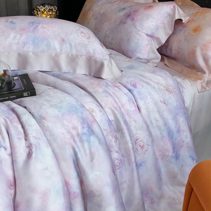 91家纺网 家纺一手货源 找家纺 佳汐蓝家纺 2025春夏臻品60兰精天丝四件套-露华 露华-紫色