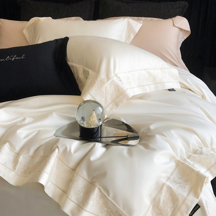 91家纺网 家纺一手货源 找家纺 佳汐蓝家纺 2025春夏臻品100S CR工艺澳棉四件套-帝普露 帝普露-米白色