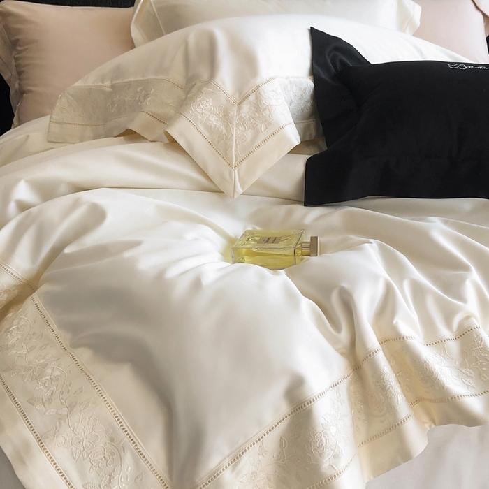 91家纺网 家纺一手货源 找家纺 佳汐蓝家纺 2025春夏臻品100S CR工艺澳棉四件套-帝普露 帝普露-米白色