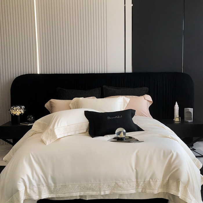 佳汐蓝家纺 2025春夏臻品100S CR工艺澳棉四件套-帝普露 帝普露-米白色