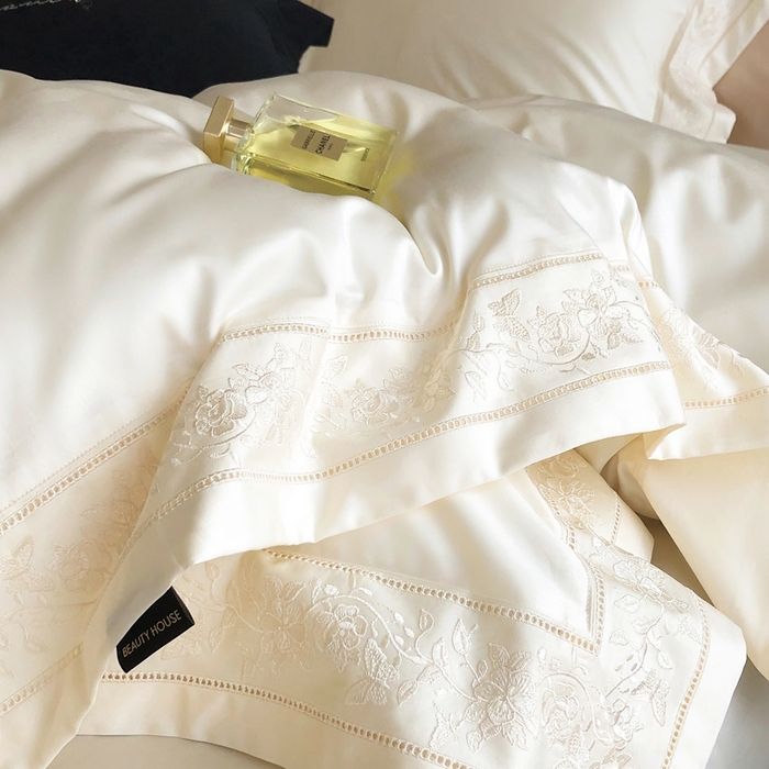 91家纺网 家纺一手货源 找家纺 佳汐蓝家纺 2025春夏臻品100S CR工艺澳棉四件套-帝普露 帝普露-米白色
