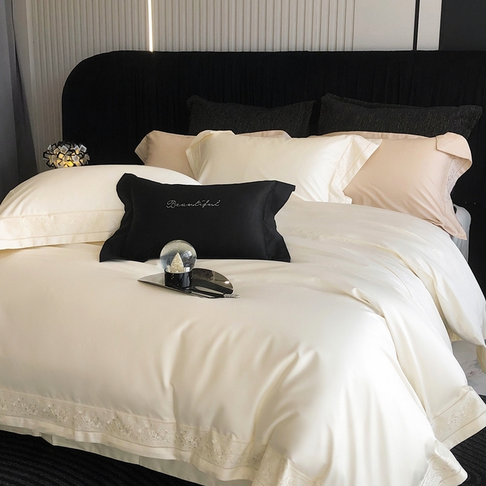 91家纺网 家纺一手货源 找家纺 佳汐蓝家纺 2025春夏臻品100S CR工艺澳棉四件套-帝普露 帝普露-米白色