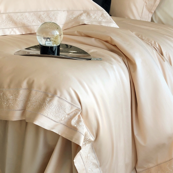 91家纺网 家纺一手货源 找家纺 佳汐蓝家纺 2025春夏臻品100S CR工艺澳棉四件套-帝普露 帝普露-香槟色