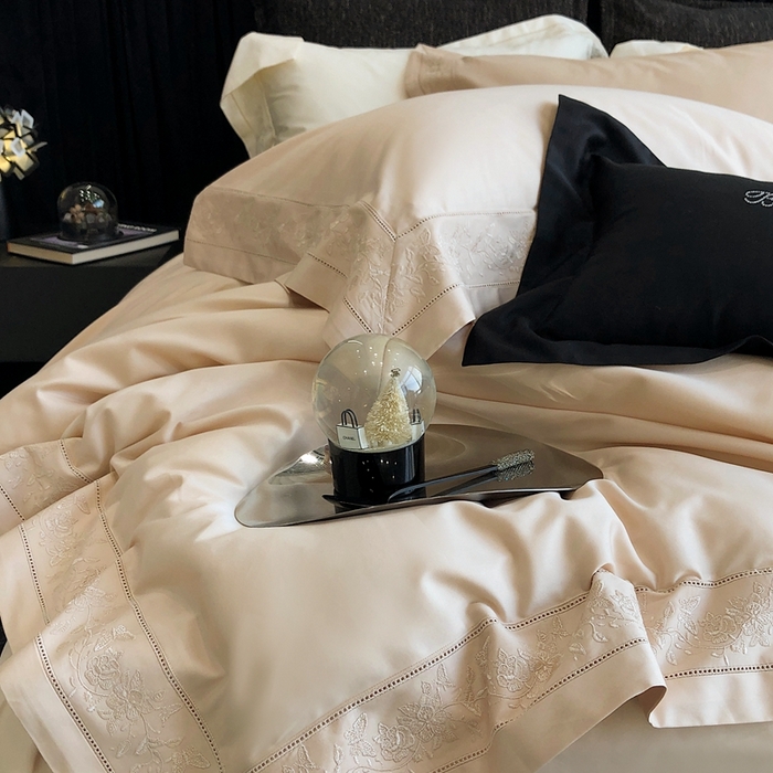 91家纺网 家纺一手货源 找家纺 佳汐蓝家纺 2025春夏臻品100S CR工艺澳棉四件套-帝普露 帝普露-香槟色