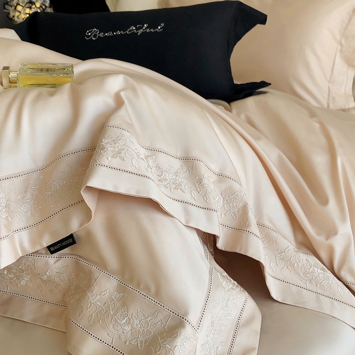 91家纺网 家纺一手货源 找家纺 佳汐蓝家纺 2025春夏臻品100S CR工艺澳棉四件套-帝普露 帝普露-香槟色