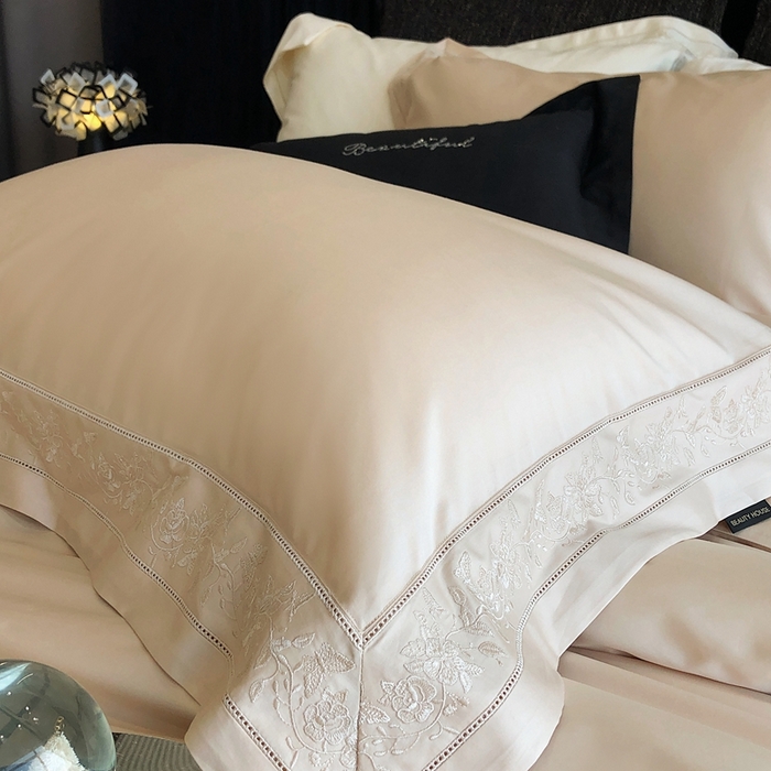 91家纺网 家纺一手货源 找家纺 佳汐蓝家纺 2025春夏臻品100S CR工艺澳棉四件套-帝普露 帝普露-香槟色