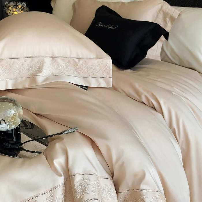 91家纺网 家纺一手货源 找家纺 佳汐蓝家纺 2025春夏臻品100S CR工艺澳棉四件套-帝普露 帝普露-香槟色