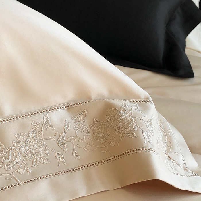 91家纺网 家纺一手货源 找家纺 佳汐蓝家纺 2025春夏臻品100S CR工艺澳棉四件套-帝普露 帝普露-香槟色