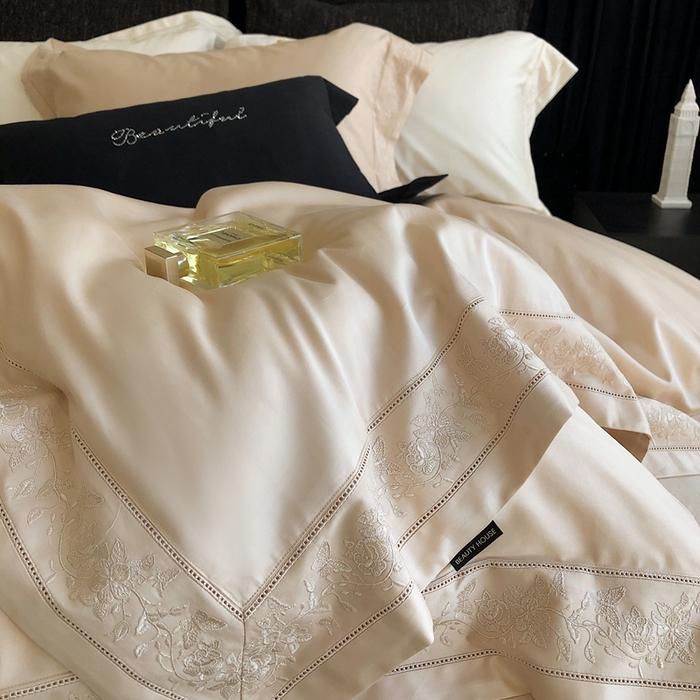 91家纺网 家纺一手货源 找家纺 佳汐蓝家纺 2025春夏臻品100S CR工艺澳棉四件套-帝普露 帝普露-香槟色