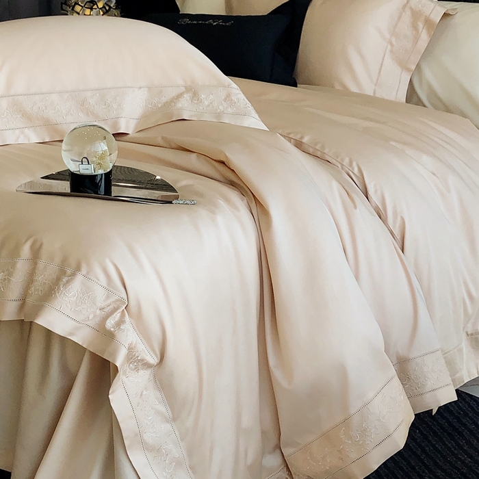 91家纺网 家纺一手货源 找家纺 佳汐蓝家纺 2025春夏臻品100S CR工艺澳棉四件套-帝普露 帝普露-香槟色