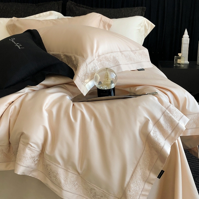 91家纺网 家纺一手货源 找家纺 佳汐蓝家纺 2025春夏臻品100S CR工艺澳棉四件套-帝普露 帝普露-香槟色