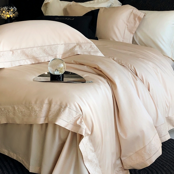 91家纺网 家纺一手货源 找家纺 佳汐蓝家纺 2025春夏臻品100S CR工艺澳棉四件套-帝普露 帝普露-香槟色