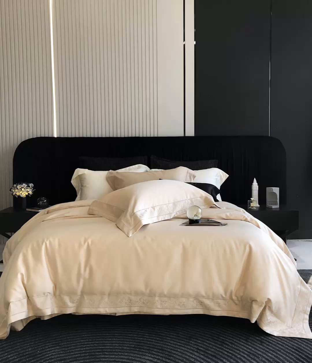 91家纺网 家纺一手货源 找家纺 佳汐蓝家纺 2025春夏臻品100S CR工艺澳棉四件套-帝普露 帝普露-香槟色