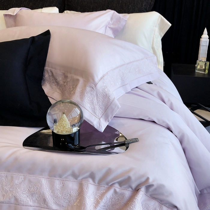 91家纺网 家纺一手货源 找家纺 佳汐蓝家纺 2025春夏臻品100S CR工艺澳棉四件套-帝普露 帝普露-紫色