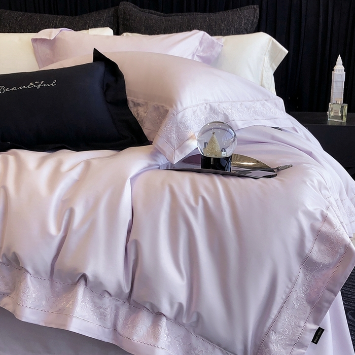 91家纺网 家纺一手货源 找家纺 佳汐蓝家纺 2025春夏臻品100S CR工艺澳棉四件套-帝普露 帝普露-紫色