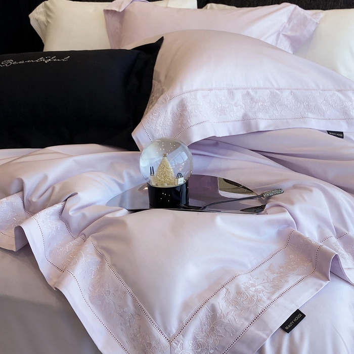 91家纺网 家纺一手货源 找家纺 佳汐蓝家纺 2025春夏臻品100S CR工艺澳棉四件套-帝普露 帝普露-紫色