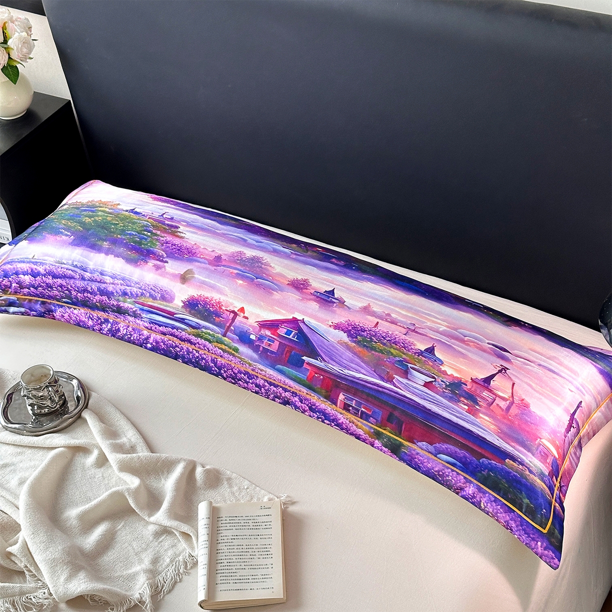 91家纺网 家纺一手货源 找家纺 （总）乐居家纺 2025新款凉感高密冰丝双人印花枕套+内芯