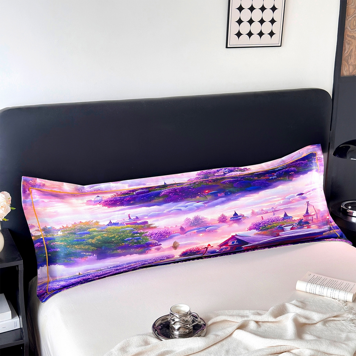 91家纺网 家纺一手货源 找家纺 乐居家纺 2025新款凉感高密冰丝双人印花枕套+内芯 薰衣草