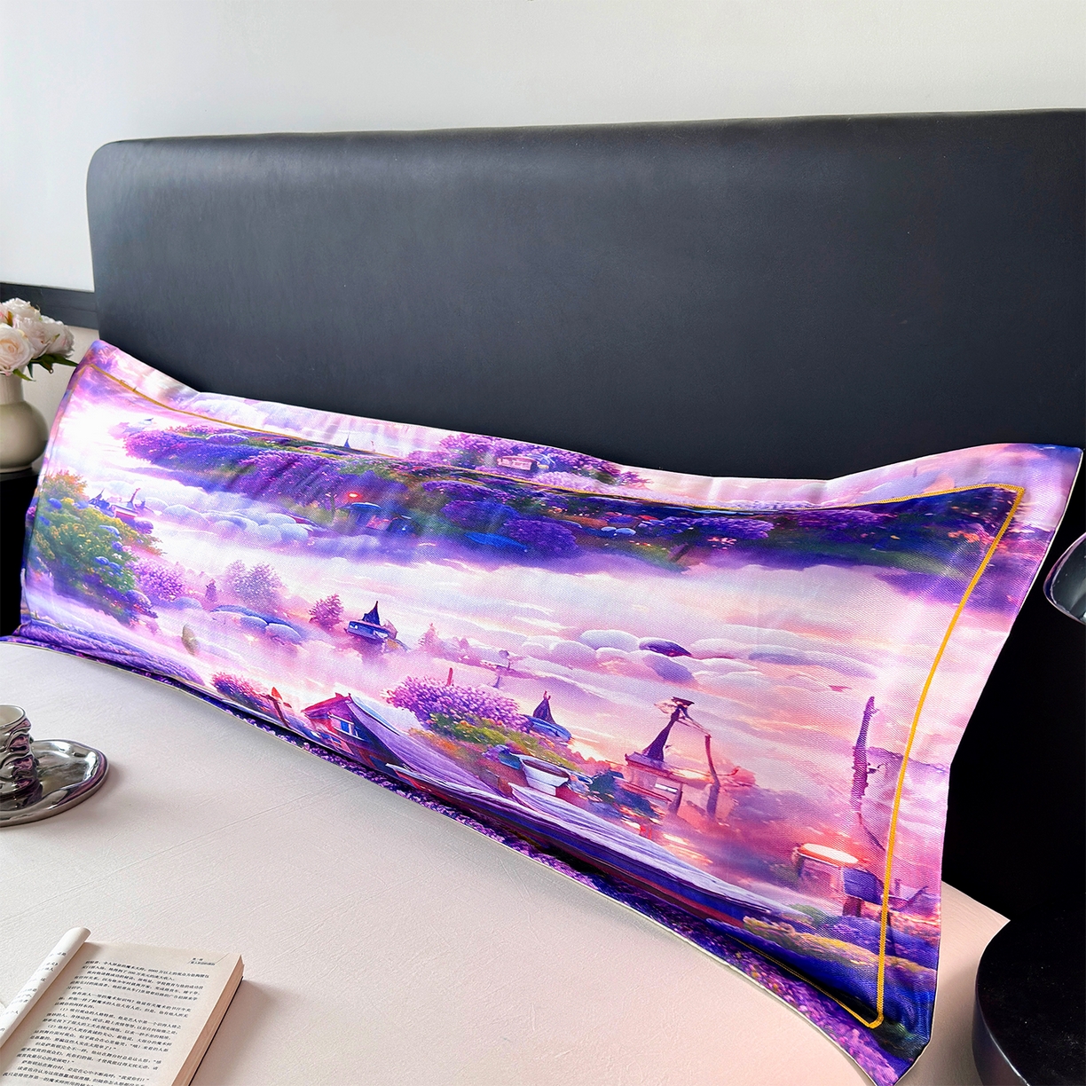 91家纺网 家纺一手货源 找家纺 （总）乐居家纺 2025新款凉感高密冰丝双人印花枕套+内芯