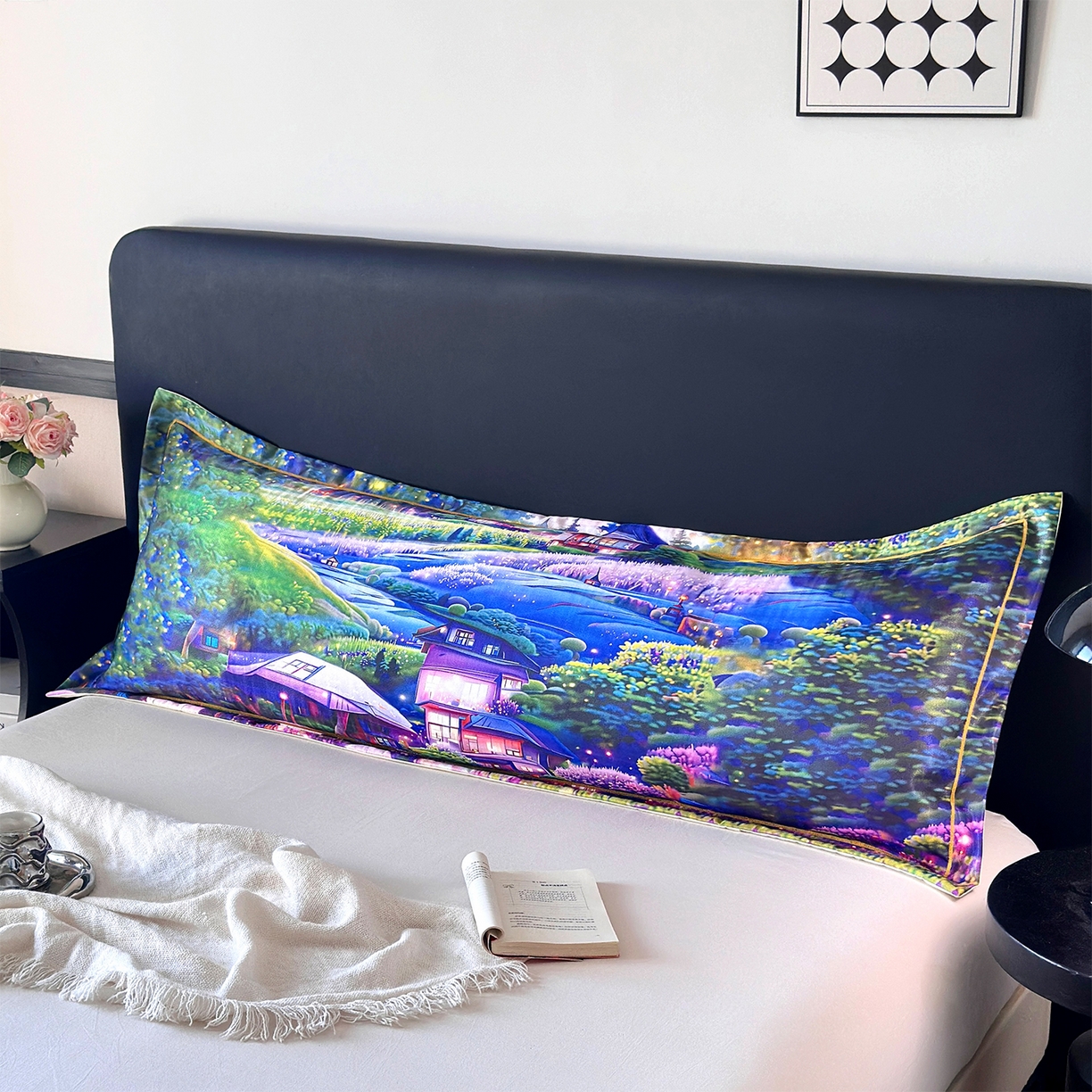 91家纺网 家纺一手货源 找家纺 （总）乐居家纺 2025新款凉感高密冰丝双人印花枕套+内芯