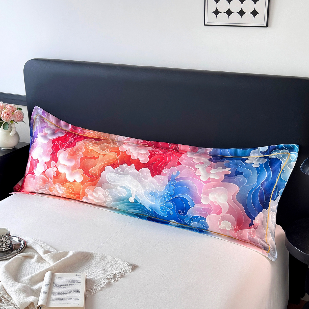 91家纺网 家纺一手货源 找家纺 （总）乐居家纺 2025新款凉感高密冰丝双人印花枕套+内芯