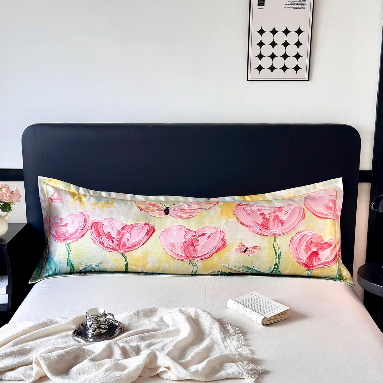 91家纺网 家纺一手货源 找家纺 乐居家纺 2025新款凉感高密冰丝双人印花枕套+内芯 花开富贵