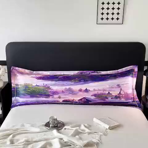 91家纺网 家纺一手货源 找家纺 （总）乐居家纺 2025新款凉感高密冰丝双人印花枕套+内芯