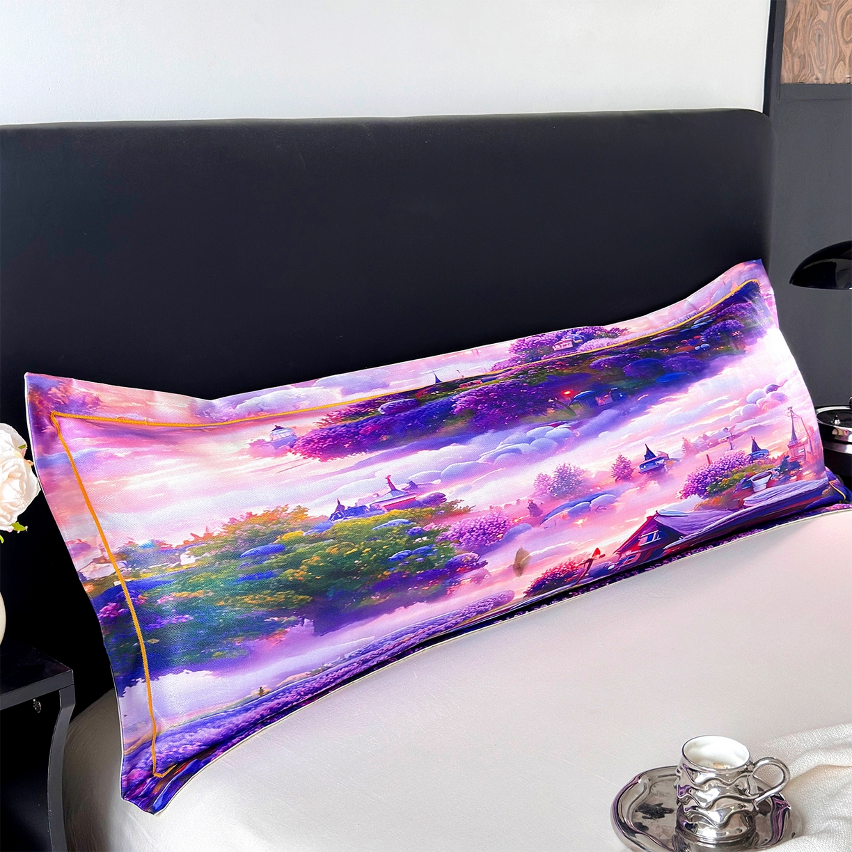 91家纺网 家纺一手货源 找家纺 （总）乐居家纺 2025新款凉感高密冰丝双人印花枕套+内芯