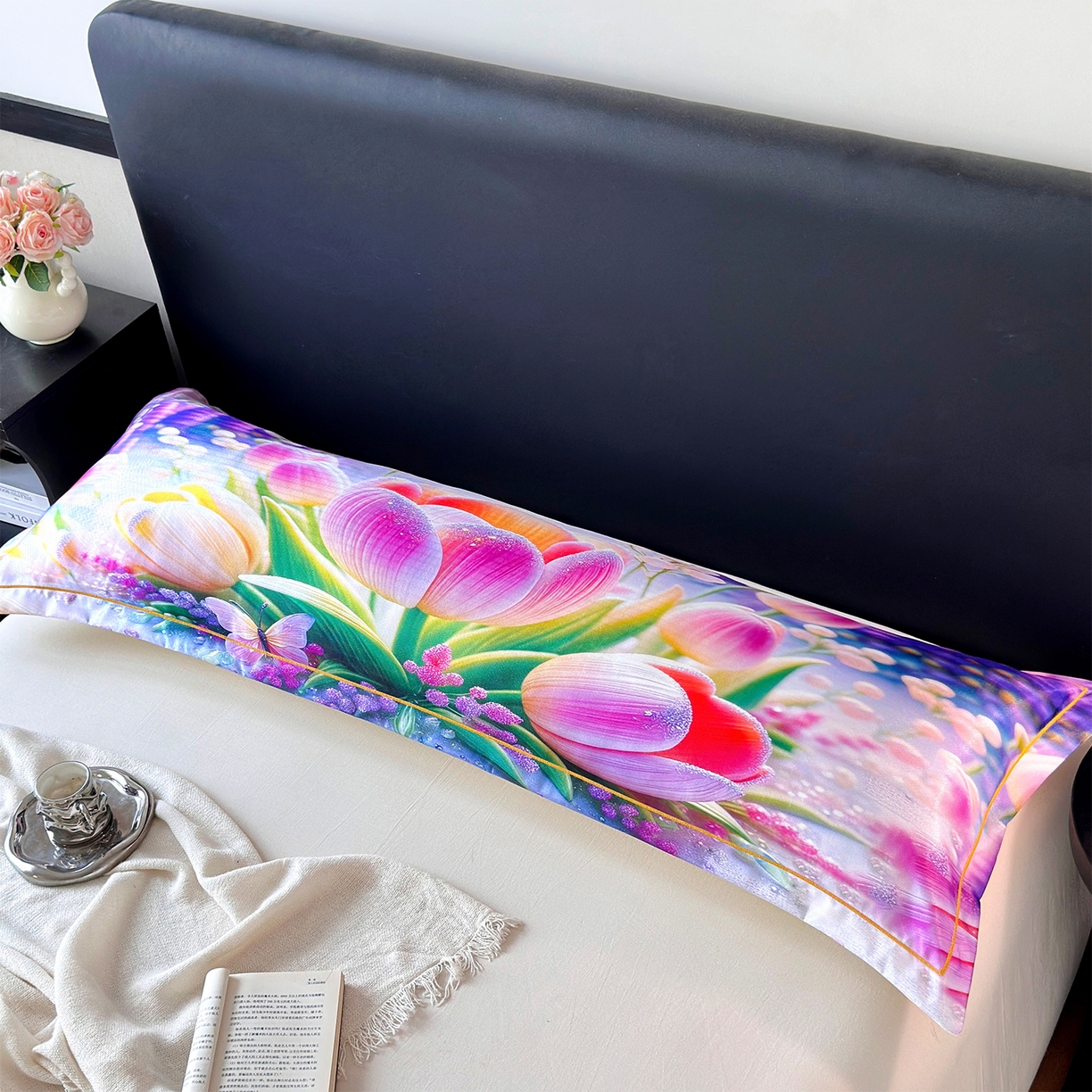 91家纺网 家纺一手货源 找家纺 乐居家纺 2025新款凉感高密冰丝双人印花枕套+内芯 早荷