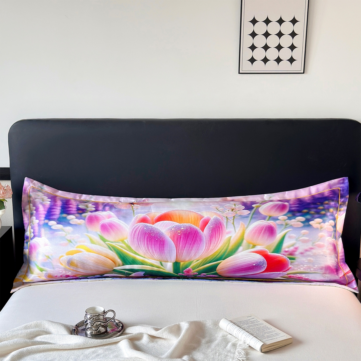 91家纺网 家纺一手货源 找家纺 乐居家纺 2025新款凉感高密冰丝双人印花枕套+内芯 早荷