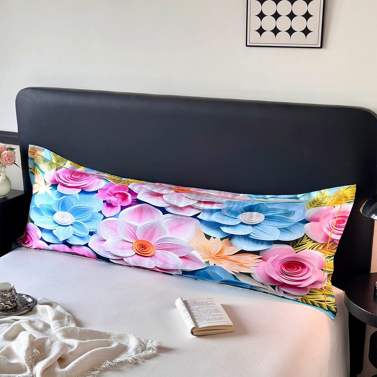 91家纺网 家纺一手货源 找家纺 乐居家纺 2025新款凉感高密冰丝双人印花枕套+内芯 茗畔