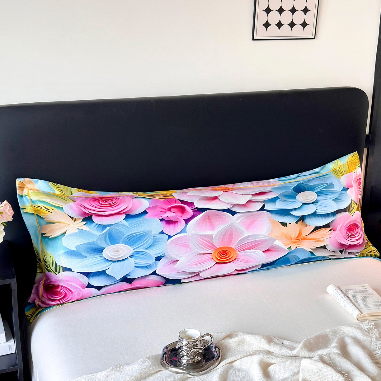 91家纺网 家纺一手货源 找家纺 乐居家纺 2025新款凉感高密冰丝双人印花枕套+内芯 茗畔