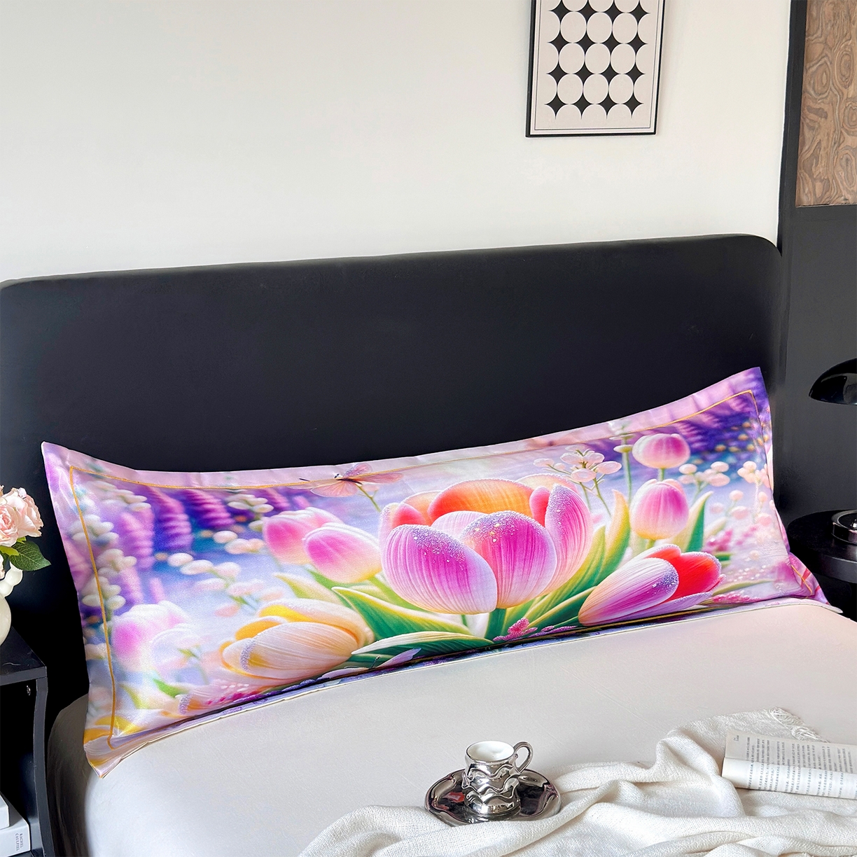 91家纺网 家纺一手货源 找家纺 乐居家纺 2025新款凉感高密冰丝双人印花枕套+内芯 早荷