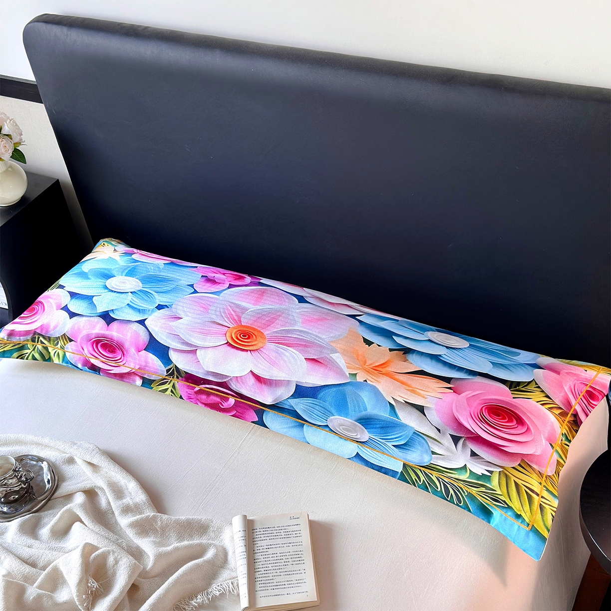 乐居家纺 2025新款凉感高密冰丝双人印花枕套+内芯 茗畔