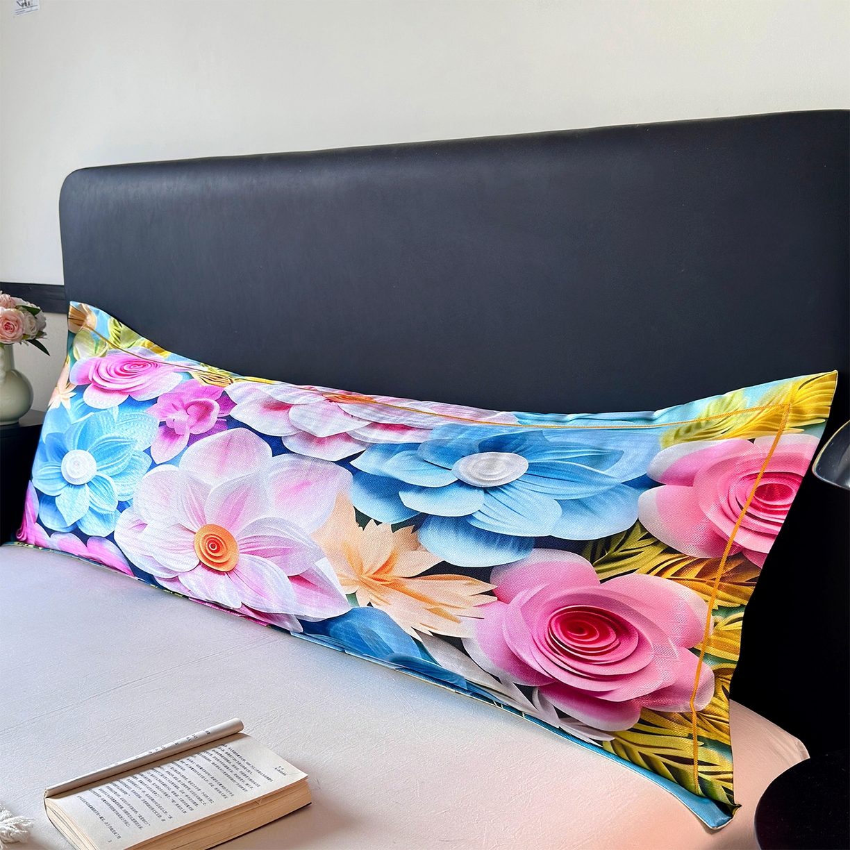 91家纺网 家纺一手货源 找家纺 乐居家纺 2025新款凉感高密冰丝双人印花枕套+内芯 茗畔