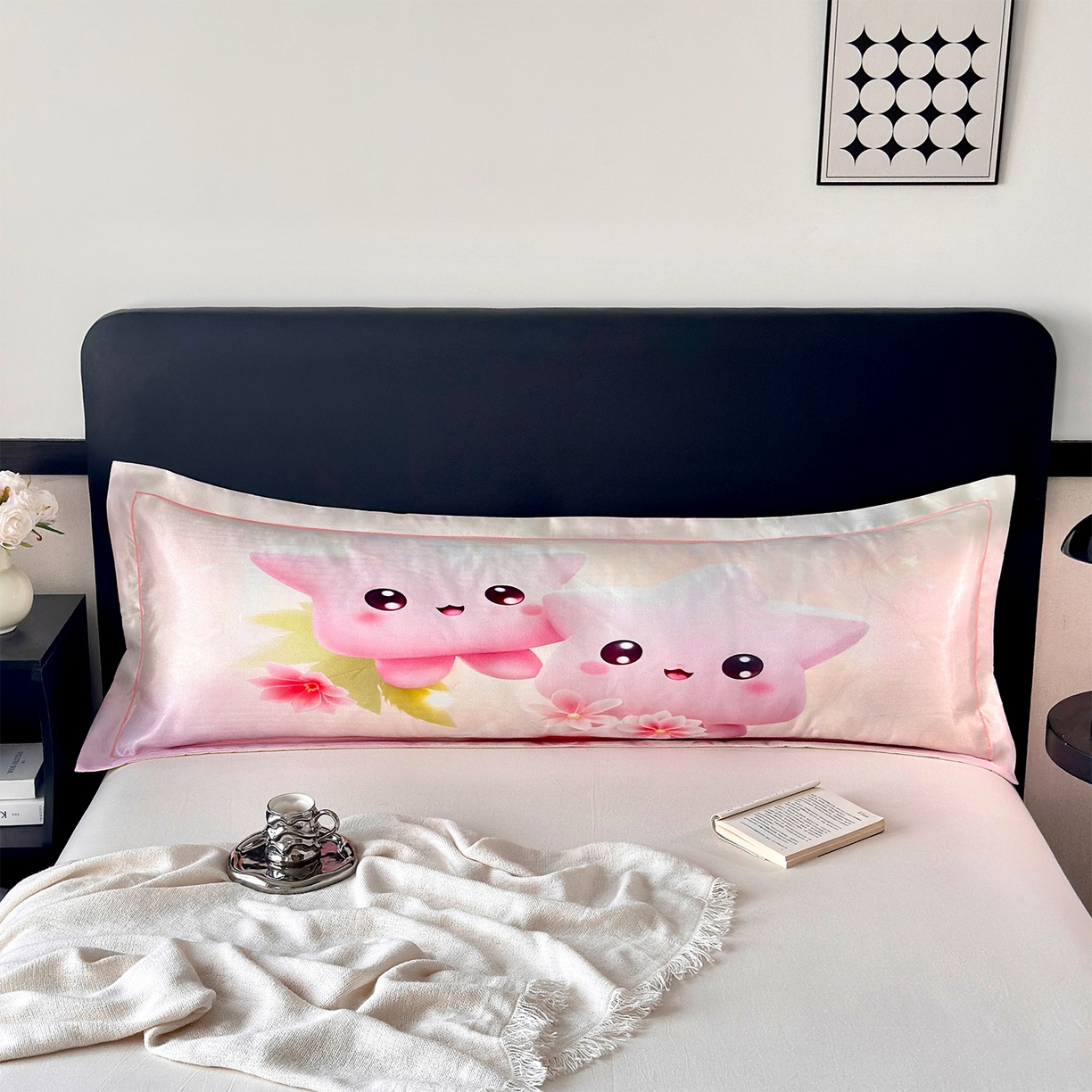 91家纺网 家纺一手货源 找家纺 乐居家纺 2025新款凉感高密冰丝双人印花枕套+内芯 海宝宝